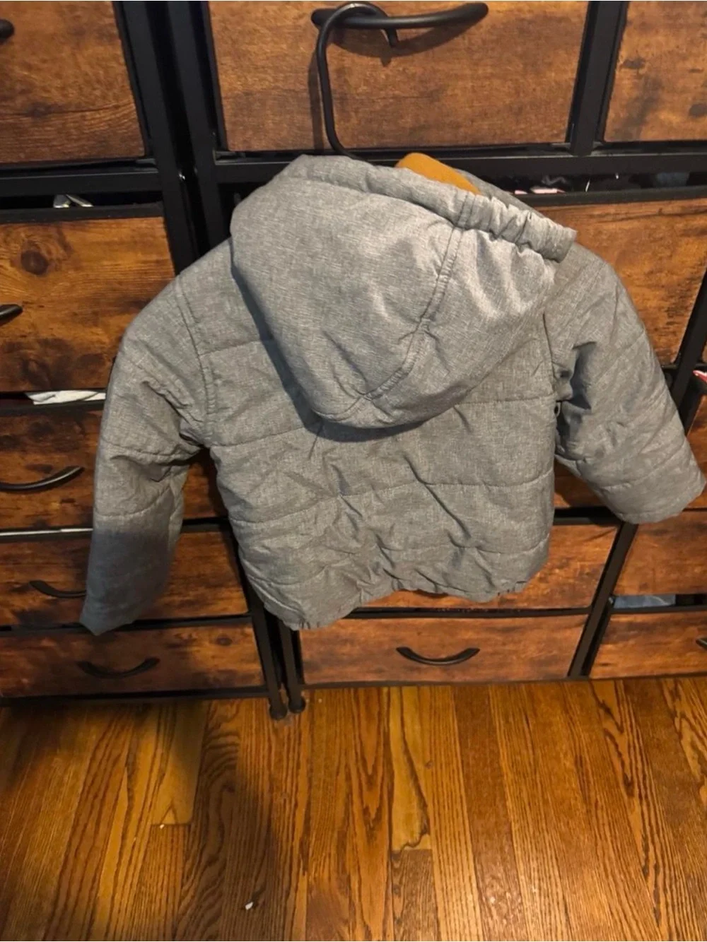 Timberland kids 3T Gray Quilted Hooded Jacket with Mustard Lining